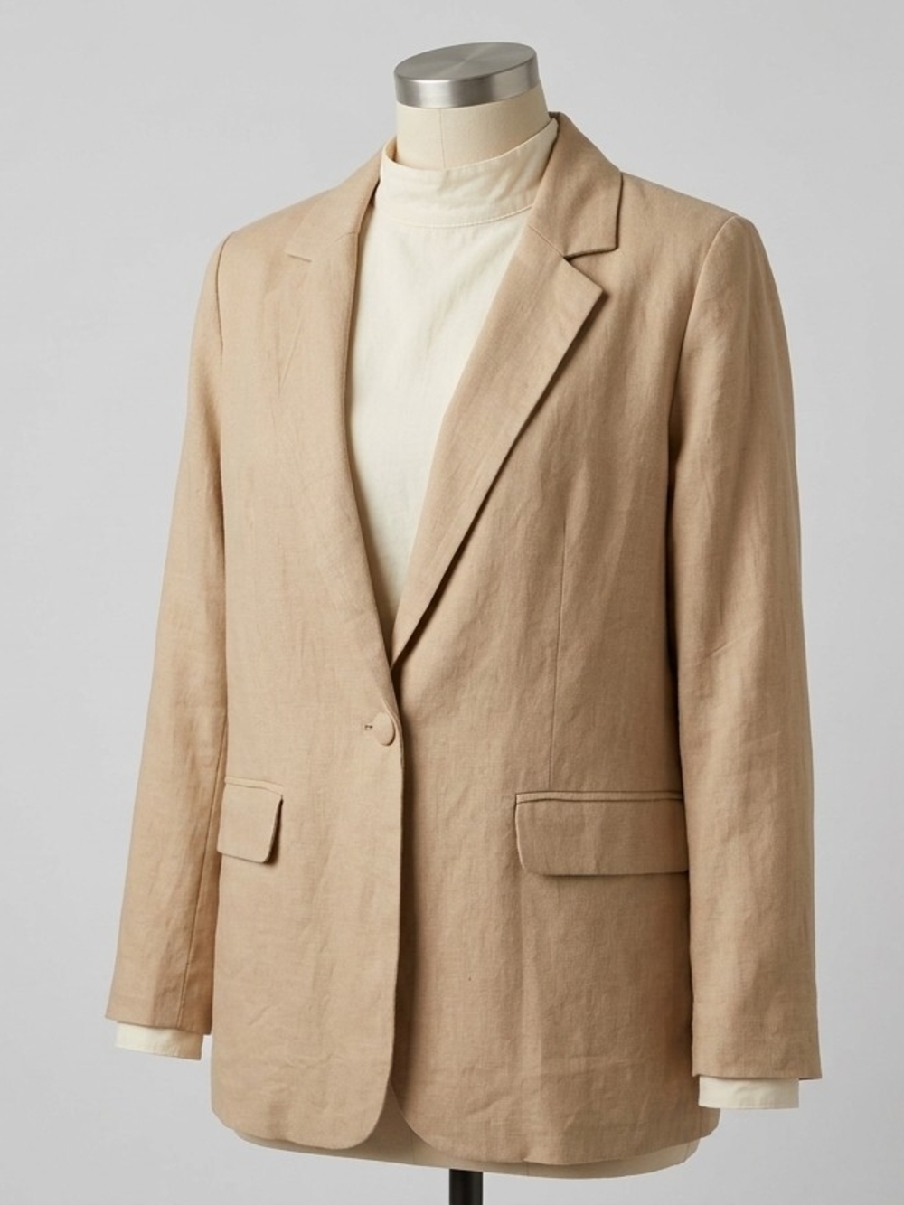 Forever 21 Tan Single-Button Linen-Blend Blazer Pre-owned ( S )